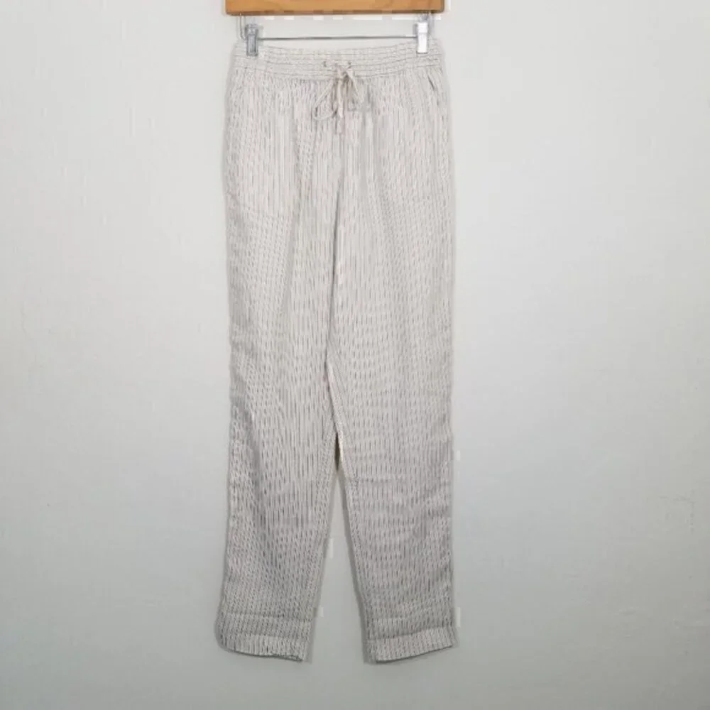 NWT H&M 100% Linen Pull-On Stripes Pants Size XS